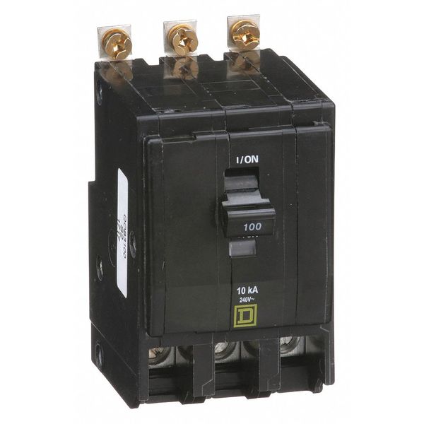 Miniature Circuit Breaker, 100 A, 120/240V AC, 3 Pole, Bolt On Mounting Style, QOB Series
