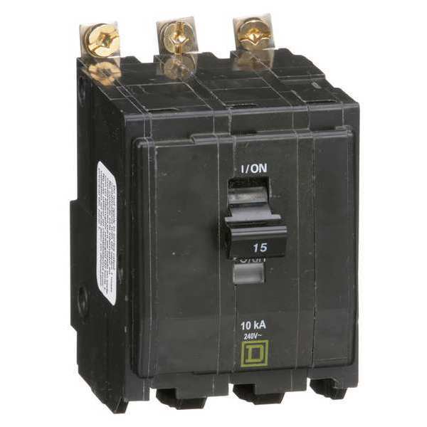 Miniature Circuit Breaker, 15 A, 120/240V AC, 3 Pole, Bolt On Mounting Style, QOB Series