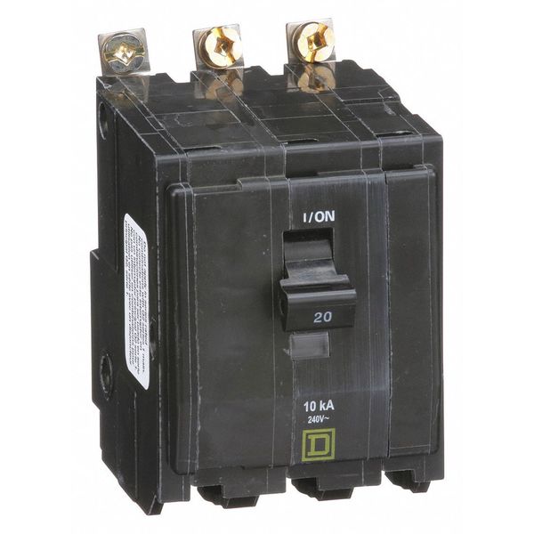 Miniature Circuit Breaker, 20 A, 120/240V AC, 3 Pole, Bolt On Mounting Style, QOB Series