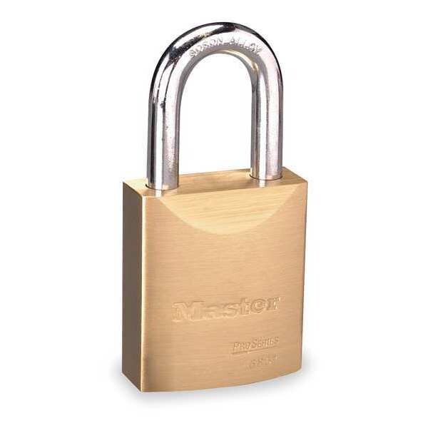 Padlock, Coreless, Long Shackle, Rectangular Brass Body, Boron Shackle, 29/32 in W