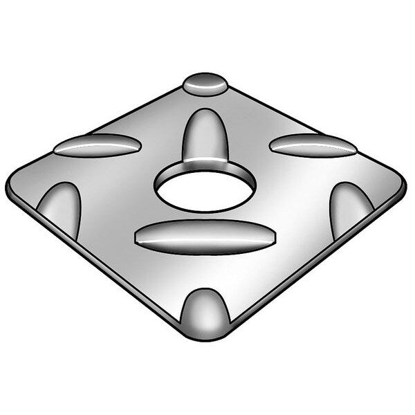 Square Washer, Fits Bolt Size 1 in Low Carbon Steel, Galvanized Finish, 2 PK