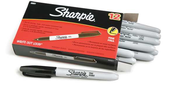 Black Permanent Marker, Fine Tip, PK12