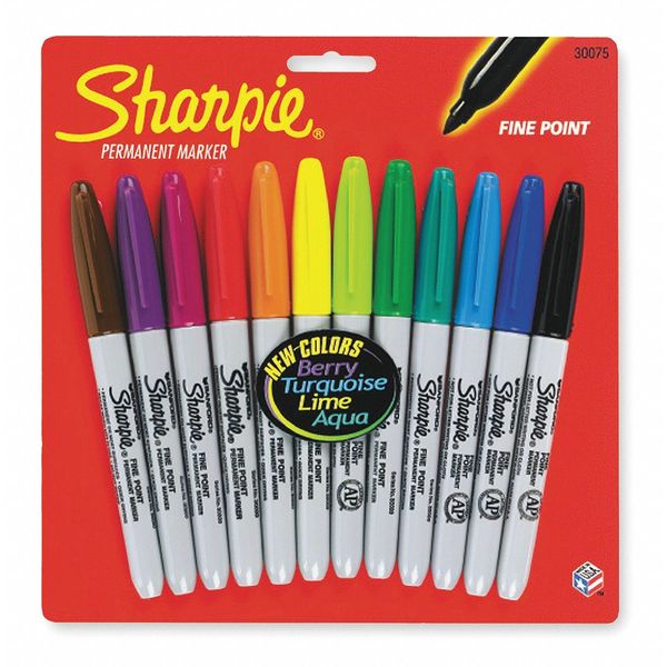 Permanent Marker Set, Fine Tip Assorted PK12