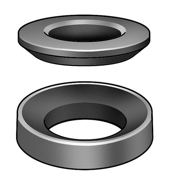 Spherical Washer, Fits Bolt Size 1-1/2 in Steel, Black Oxide Finish, 1 PR
