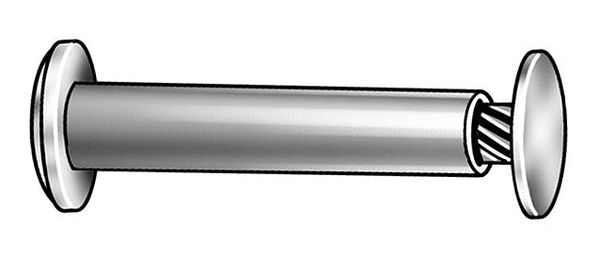 Binding Barrel, #8-32, 3/4 in Brl Lg, 13/64 in Brl Dia, Aluminum Plain, 50 PK