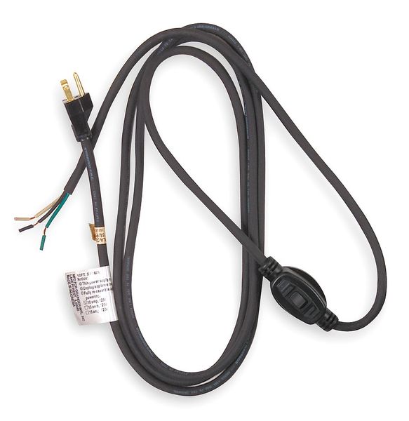 Power Cord, 5-15P, SJT, 8 ft., Blk, 10A, 18/3