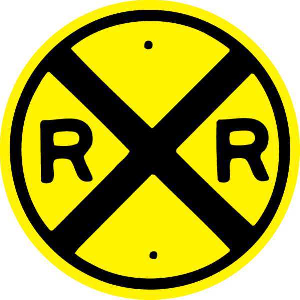 RXR Traffic Sign, 30 in Height, 30 in Width, Aluminum, Circle, English