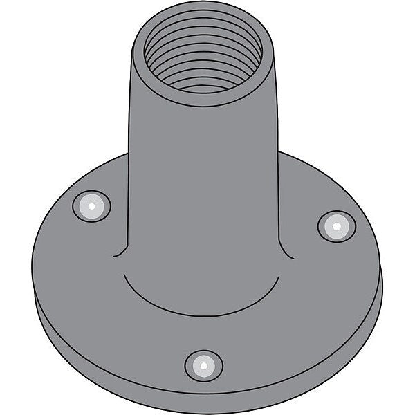 Round Weld Nut, #10-24, Steel, 1/32 in Ht, 50 PK