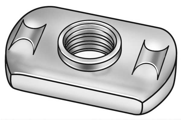 Tab Weld Nut, #10-24, Steel, 3/8 in Wd, 5/8 in Lg, 1/32 in Ht, 50 PK
