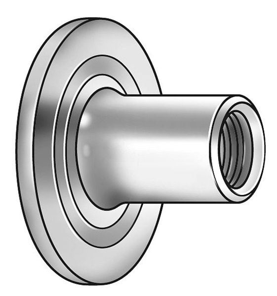 Round Weld Nut, #10-32, Steel, 1/32 in Ht, 100 PK