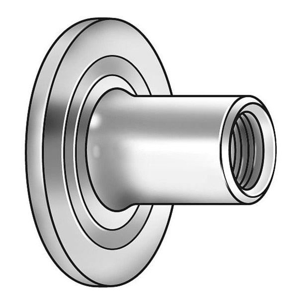 Round Weld Nut, #10-24, Steel, 1/32 in Ht, 100 PK