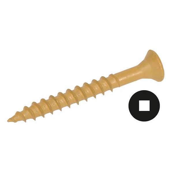Wood Screw, #10, 1-1/4 in, Zinc Plated Steel Flat Head Square Drive, 100 PK