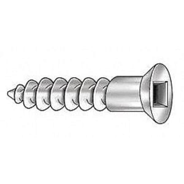 Wood Screw, #10, 1-1/4 in, Zinc Yellow Steel Flat Head Square Drive, 100 PK