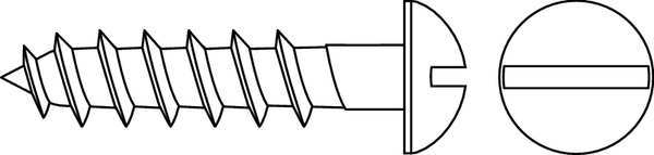 Wood Screw, #8, 1/2 in, Zinc Plated Steel Round Head Slotted Drive, 100 PK