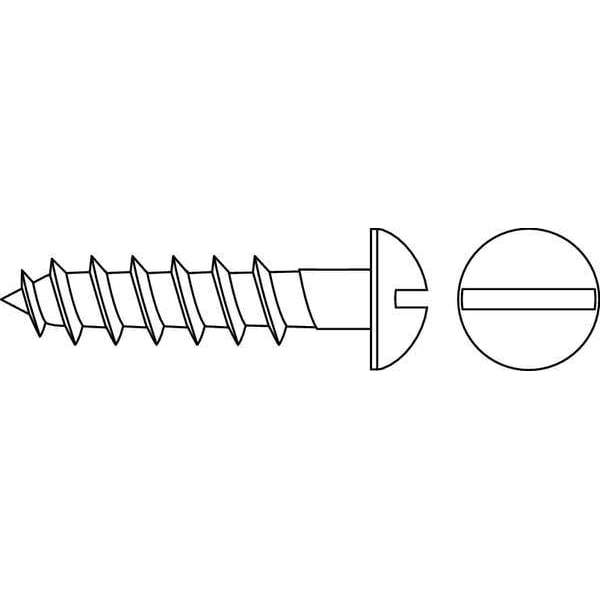 Wood Screw, #2, 1/4 in, Zinc Plated Steel Round Head Slotted Drive, 100 PK