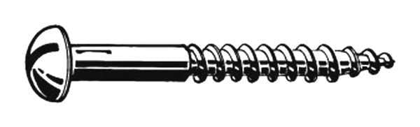 Wood Screw, #10, 1-1/4 in, Zinc Plated Steel Round Head Slotted Drive, 100 PK