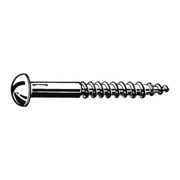 Wood Screw, #10, 1-1/2 in, Zinc Plated Steel Round Head Slotted Drive, 100 PK