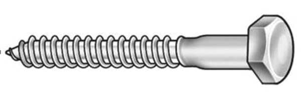 Lag Screw, 3/8 in, 5 in, Steel, Zinc Plated Hex External Hex Drive, 50 PK