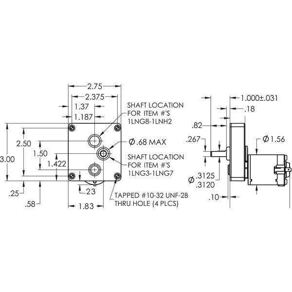 Dc Gearmotor, 50.0 in-lb Max. Torque, 0.5 RPM Nameplate RPM, 12V DC Voltage