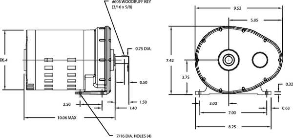 AC Gearmotor, 287.0 in-lb Max. Torque, 92 RPM Nameplate RPM, 115V AC Voltage, 1 Phase