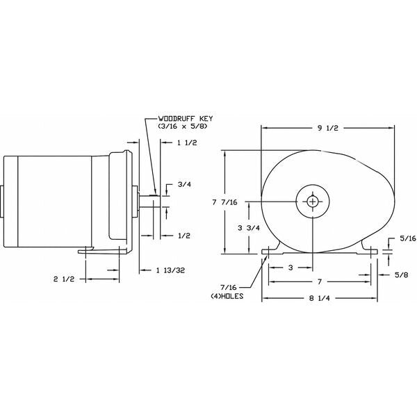 AC Gearmotor, 287.0 in-lb Max. Torque, 92 RPM Nameplate RPM, 115V AC Voltage, 1 Phase