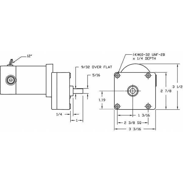 DC Gearmotor, 9 rpm, 12V, TENV