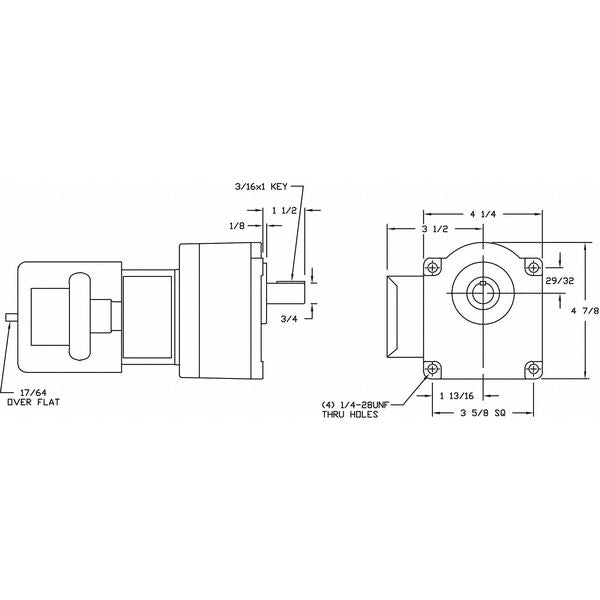 AC Gearmotor, 77.0 in-lb Max. Torque, 156 RPM Nameplate RPM, 115/230V AC Voltage, 1 Phase