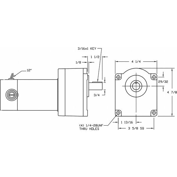 DC Gearmotor, 500.0 in-lb Max. Torque, 6 RPM Nameplate RPM, 90V DC Voltage
