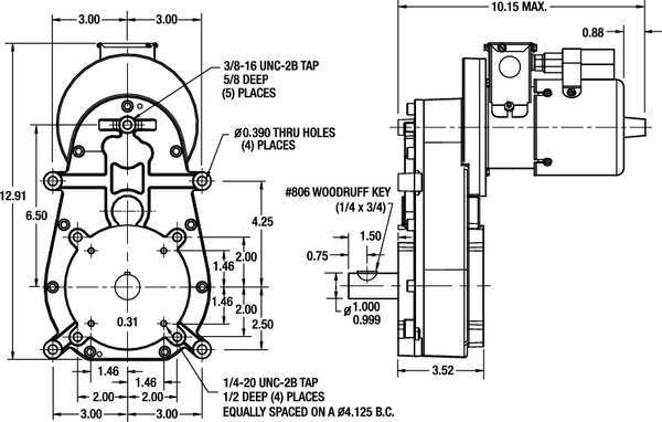 AC Gearmotor, 3,000.0 in-lb Max. Torque, 1 RPM Nameplate RPM, 115/230V AC Voltage, 1 Phase