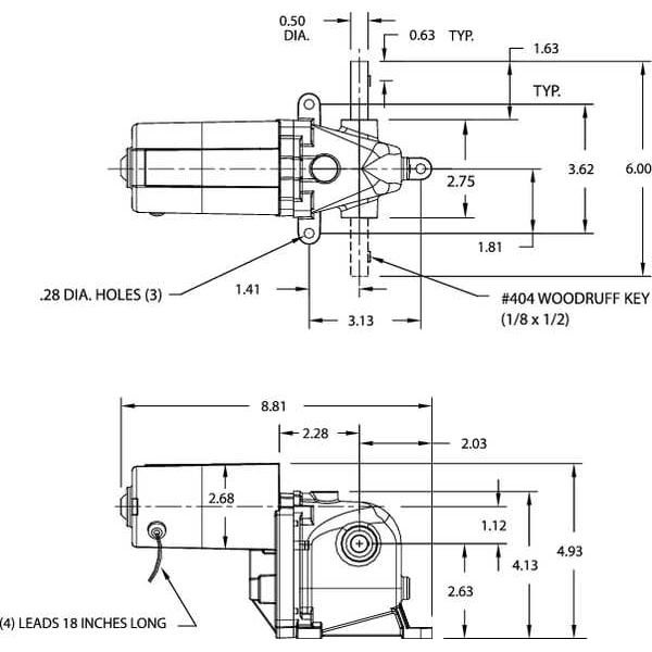 AC/DC Gearmotor, 13 rpm, 115V, Open Vented
