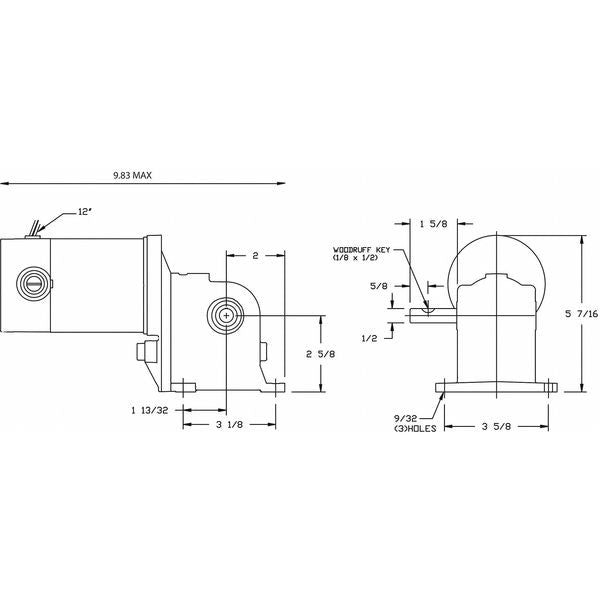 DC Gearmotor, 228.0 in-lb Max. Torque, 10 RPM Nameplate RPM, 90V DC Voltage