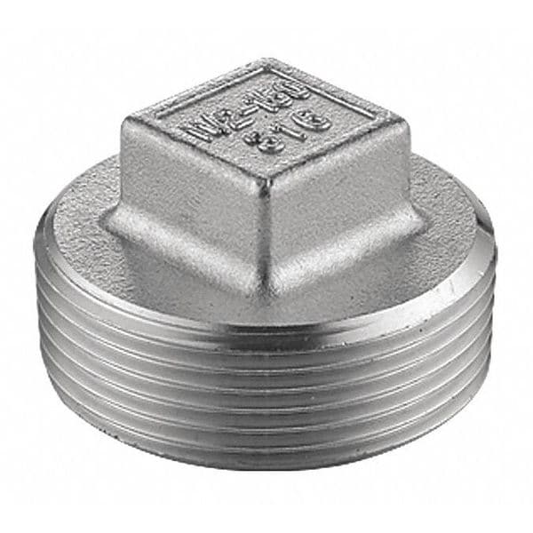 304 Stainless Steel Square Head Plug, 1/2 in Fitting Pipe Size, Male NPT, Class 150