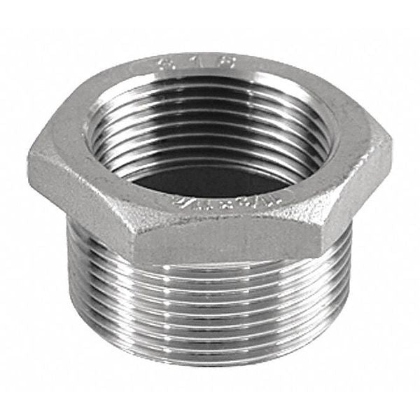 316 Stainless Steel Hex Bushing, 1 in x 3/4 in Fitting Pipe Size, Male NPT x Female NPT, Class 150
