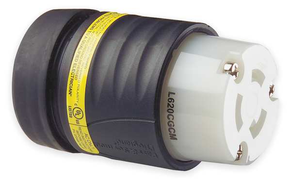 20A Locking Connector 2P 3W 250VAC L6-20R BK/WT
