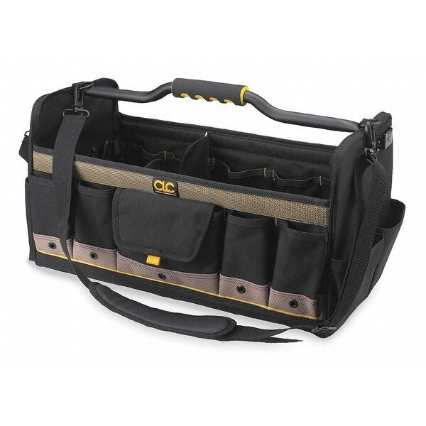Tool Tote, Polyester, 27 Pockets, Black/Tan, 11