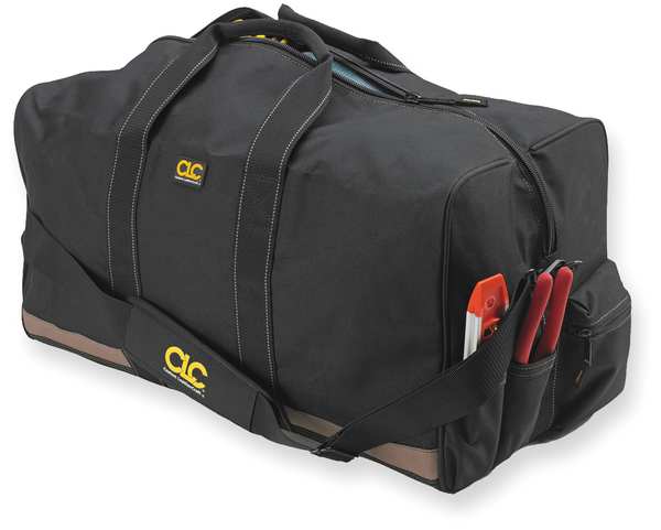 Tool Bag, Polyester, 3 Pockets, Black/Tan, 12