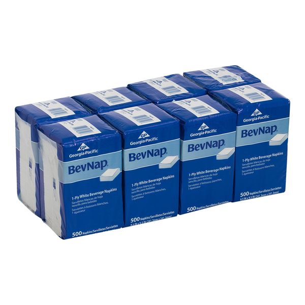Beverage Napkin, BevNap, White, PK4000