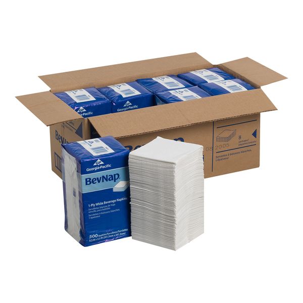 Beverage Napkin, BevNap, White, PK4000