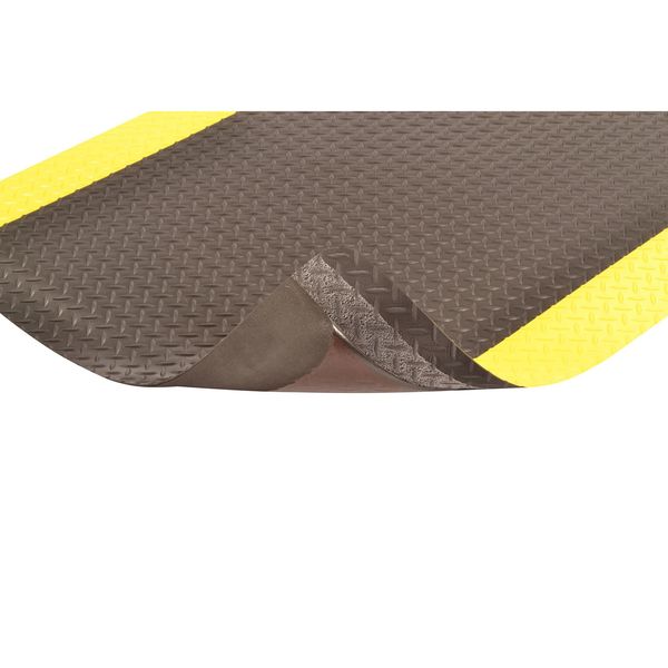 Antifatigue Runner, Black/Yellow, 68 ft. L x 3 ft. W, Vinyl, Diamond Plate Surface Pattern