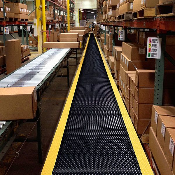 Antifatigue Runner, Black/Yellow, 68 ft. L x 3 ft. W, Vinyl, Diamond Plate Surface Pattern