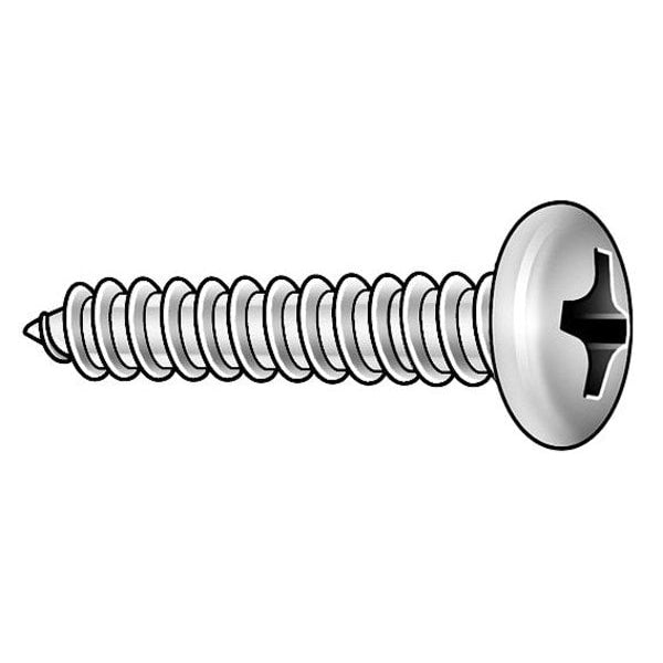 Sheet Metal Screw, #6 x 3/4 in, Plain 18-8 Stainless Steel Round Head Phillips Drive, 100 PK