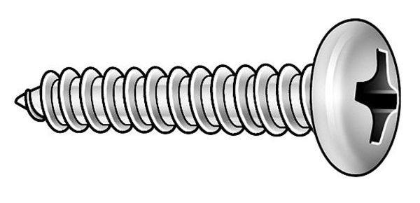 Sheet Metal Screw, #8 x 5/8 in, Plain 18-8 Stainless Steel Pan Head Phillips Drive, 100 PK