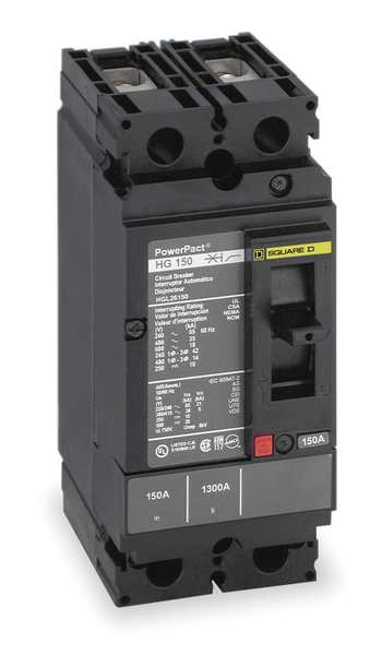 Molded Case Circuit Breaker, 250 A, 600V AC, 2 Pole, Free Standing Mounting Style, JD Series