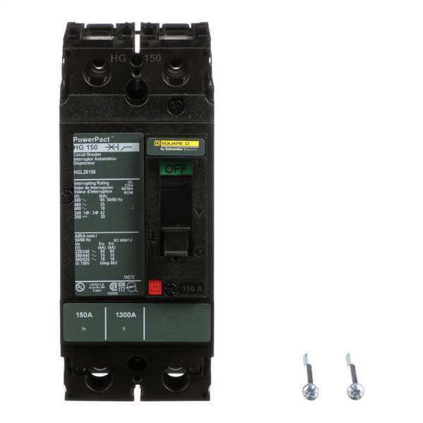 Molded Case Circuit Breaker, 150 A, 600V AC, 2 Pole, Free Standing Mounting Style, HG Series