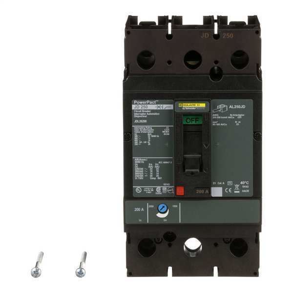 Molded Case Circuit Breaker, 200 A, 600V AC, 2 Pole, Free Standing Mounting Style, JD Series