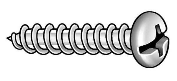 Sheet Metal Screw, #10 x 3/8 in, Zinc Plated Steel Pan Head Combination Phillips/Slotted Drive