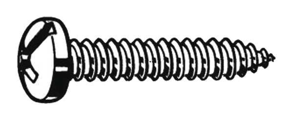 Sheet Metal Screw, #10 x 2 in, Zinc Plated Steel Pan Head Combination Phillips/Slotted Drive