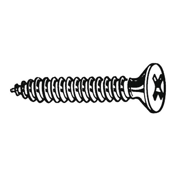 Sheet Metal Screw, #8 x 1/2 in, Zinc Plated Steel Flat Head Phillips Drive, 100 PK