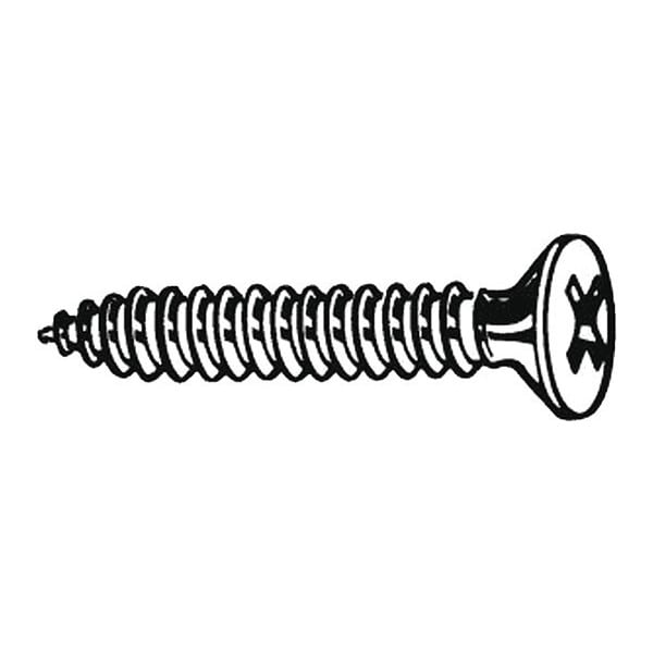 Sheet Metal Screw, #8 x 2 in, Zinc Plated Steel Flat Head Phillips Drive, 100 PK