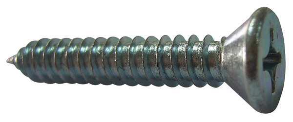 Sheet Metal Screw, #8 x 1 in, Zinc Plated Steel Flat Head Phillips Drive, 100 PK